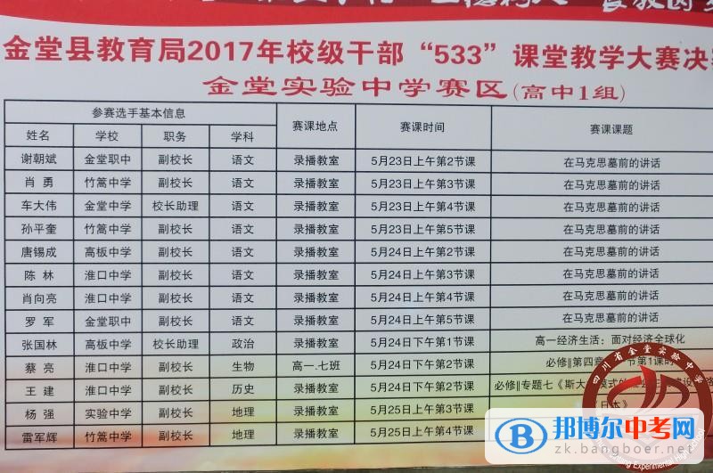 金堂县教育局2017年校级干部“533”课堂教学大赛决赛