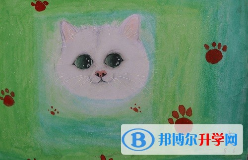 水彩画《猫趣》（获奖等级：三等奖 作者：2017初6班杜洁）