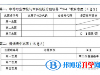 昆明中考志愿填报表