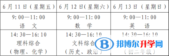 德阳2021年中考时间安排