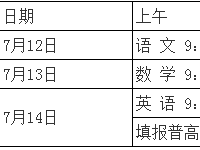 内江2022年中考时间表